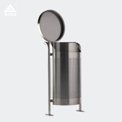 49L Commercial Outdoor Trash Can - Stainless Steel Anti-Tip