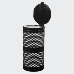 Animal-proof round metal trash can - with lock, 10-gallon steel