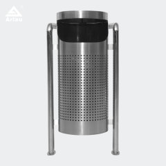 49L Commercial Outdoor Trash Can - Stainless Steel Anti-Tip
