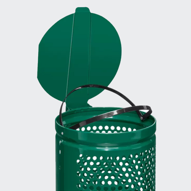 Animal-proof round metal trash can - with lock, 10-gallon steel