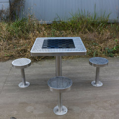 Permanent Outdoor Game Table - Stainless Steel Chess , Checkers