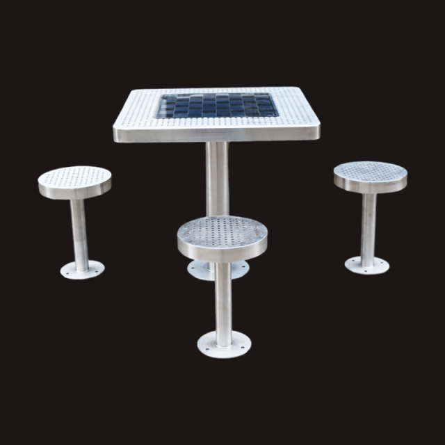 Permanent Outdoor Game Table - Stainless Steel Chess , Checkers