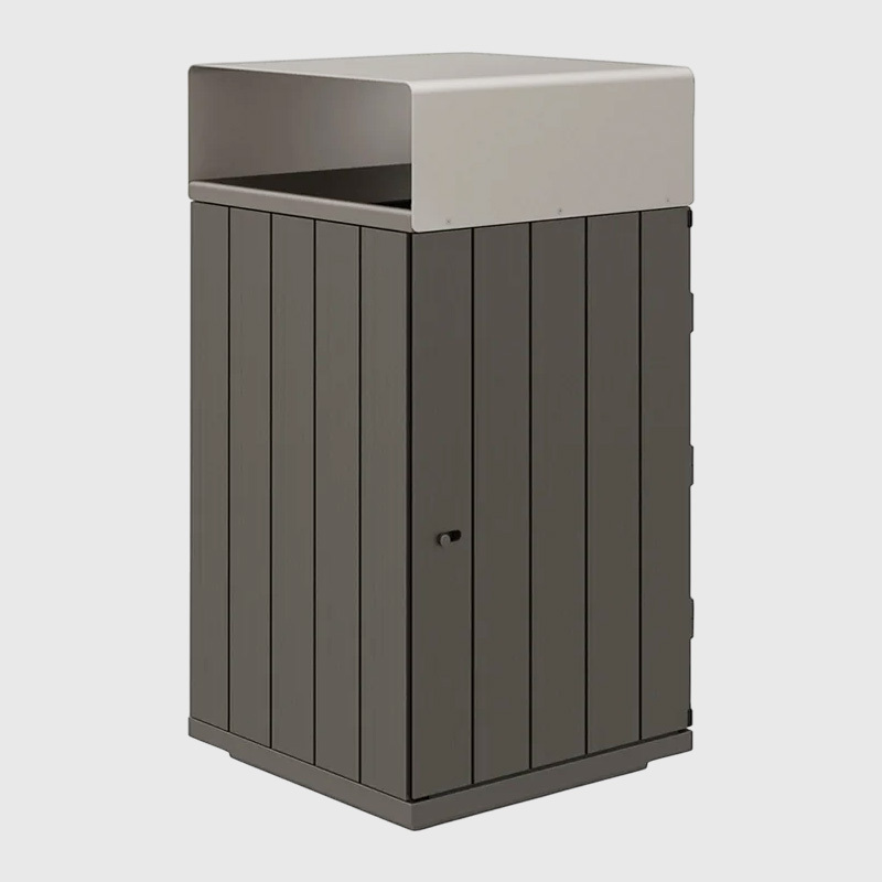 Outdoor Recycling Bin - Wood-Grain Commercial Waste Sorter