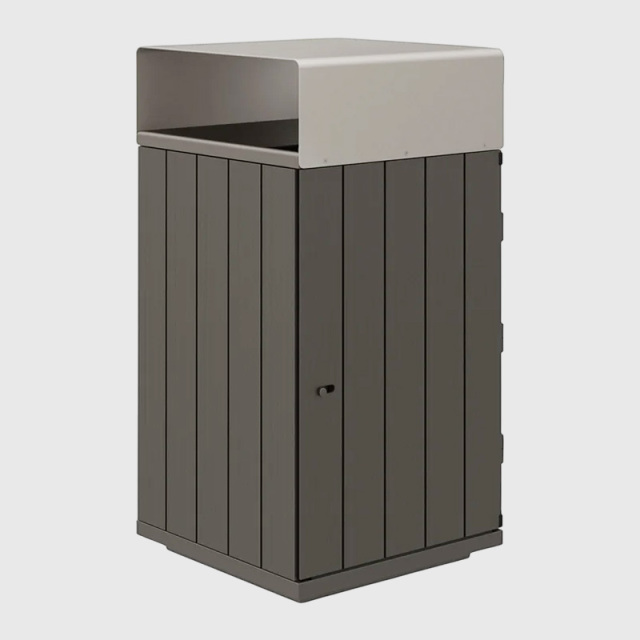 Outdoor Recycling Bin - Wood-Grain Commercial Waste Sorter