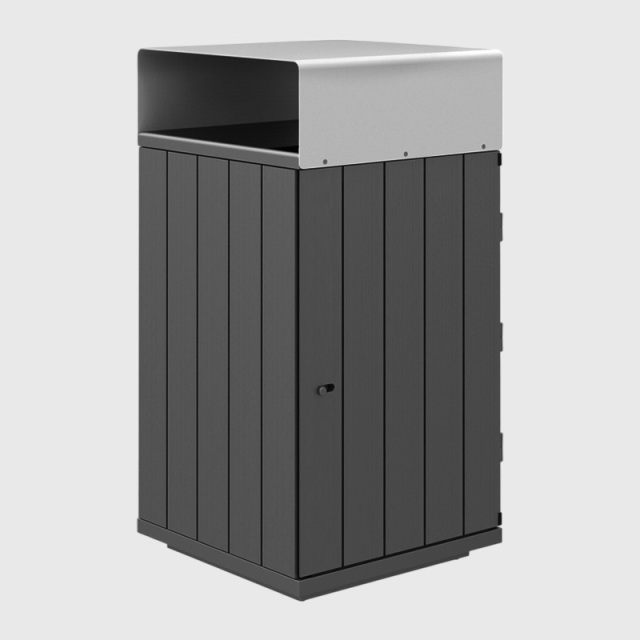 Outdoor Recycling Bin - Wood-Grain Commercial Waste Sorter