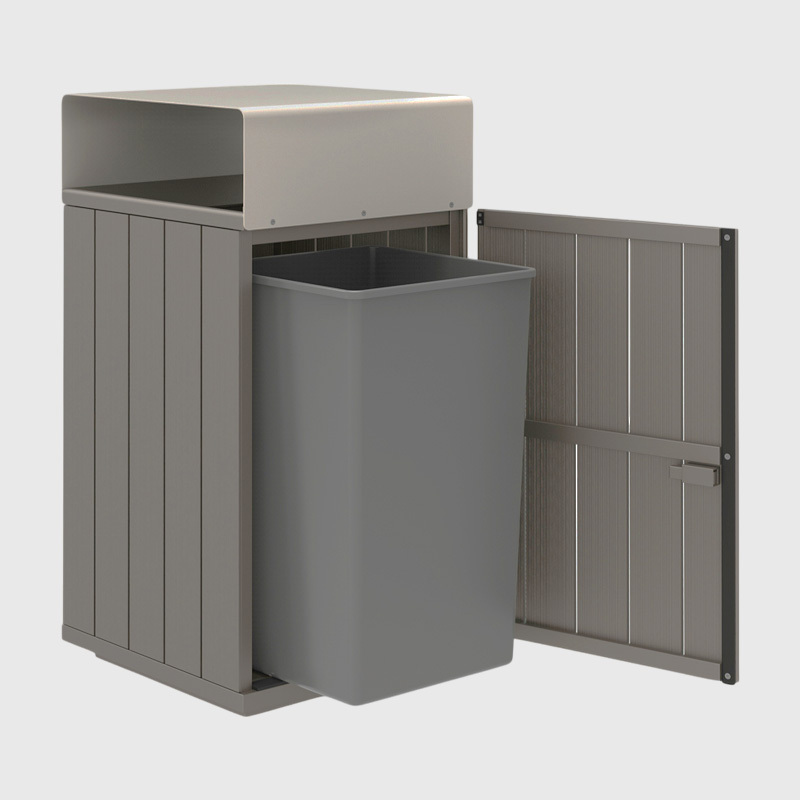 Outdoor Recycling Bin - Wood-Grain Commercial Waste Sorter