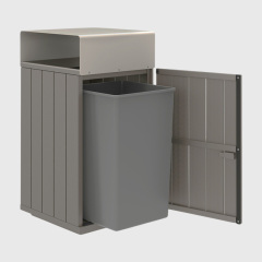 Outdoor Recycling Bin - Wood-Grain Commercial Waste Sorter
