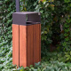 Commercial Park Trash Can with Lid-Plastic Wood Slat Outdoor Waste Bin