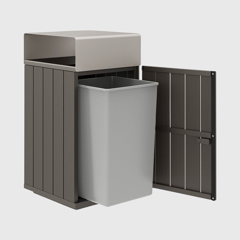 Outdoor Recycling Bin - Wood-Grain Commercial Waste Sorter