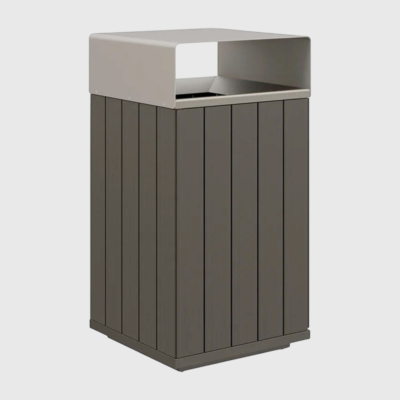Outdoor Recycling Bin - Wood-Grain Commercial Waste Sorter