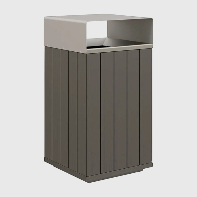 Outdoor Recycling Bin - Wood-Grain Commercial Waste Sorter