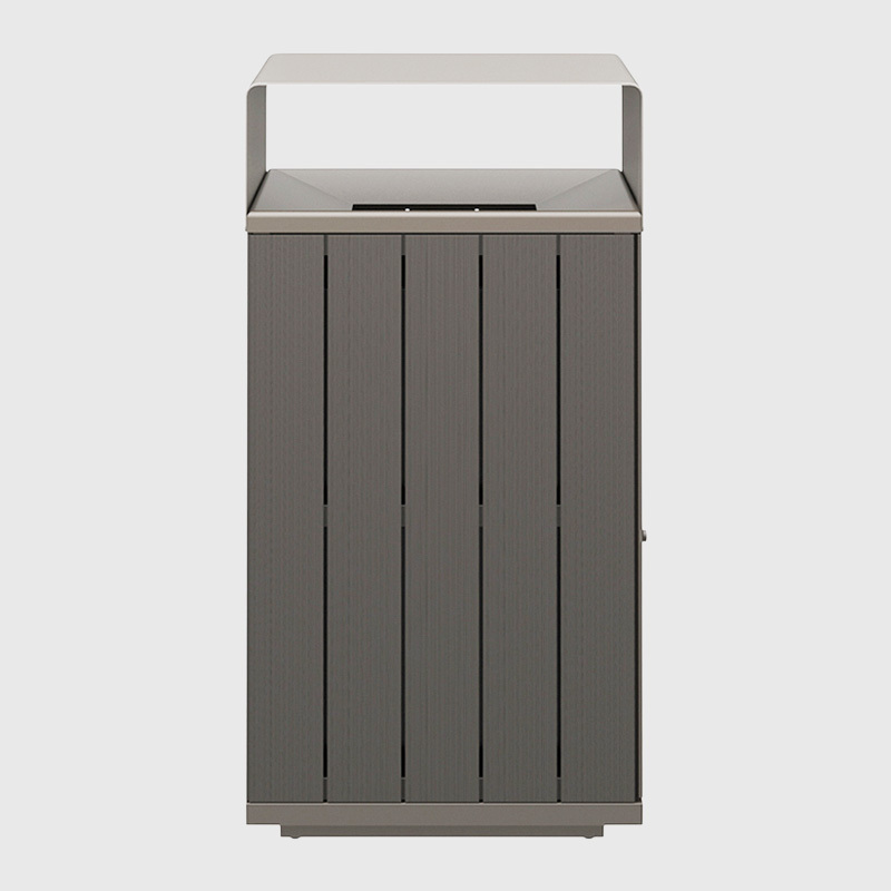 Outdoor Recycling Bin - Wood-Grain Commercial Waste Sorter