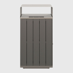 Outdoor Recycling Bin - Wood-Grain Commercial Waste Sorter
