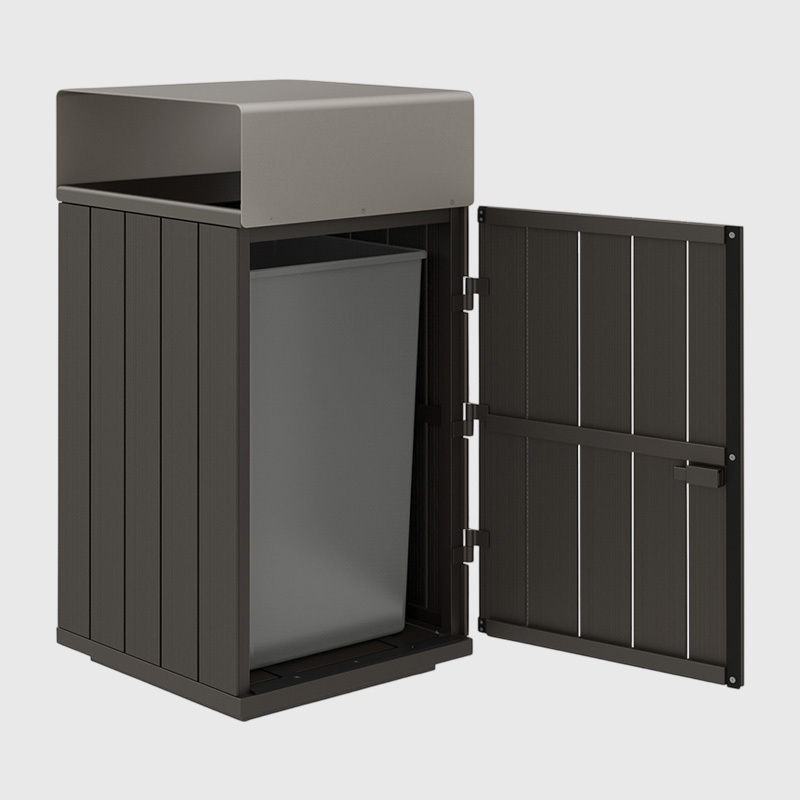 Outdoor Recycling Bin - Wood-Grain Commercial Waste Sorter