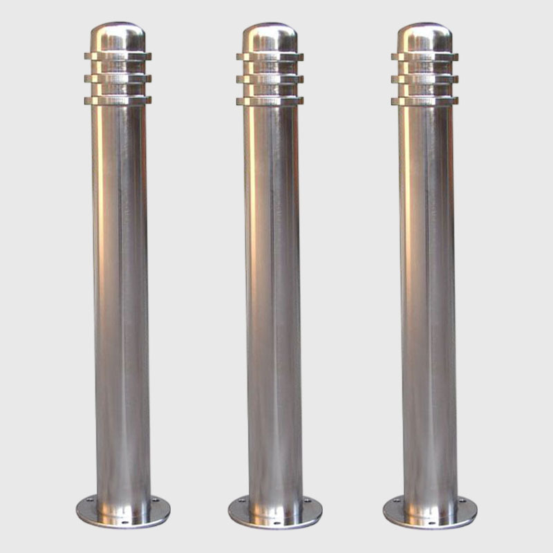 Stainless Steel Parking Bollard - 304 SS Safety Post with Dual Grooves