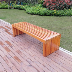 yalau Backless Hardwood Bench for Parks and Commercial Areas
