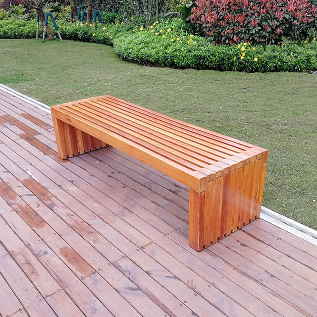 yalau Backless Hardwood Bench for Parks and Commercial Areas