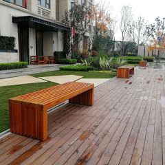 yalau Backless Hardwood Bench for Parks and Commercial Areas