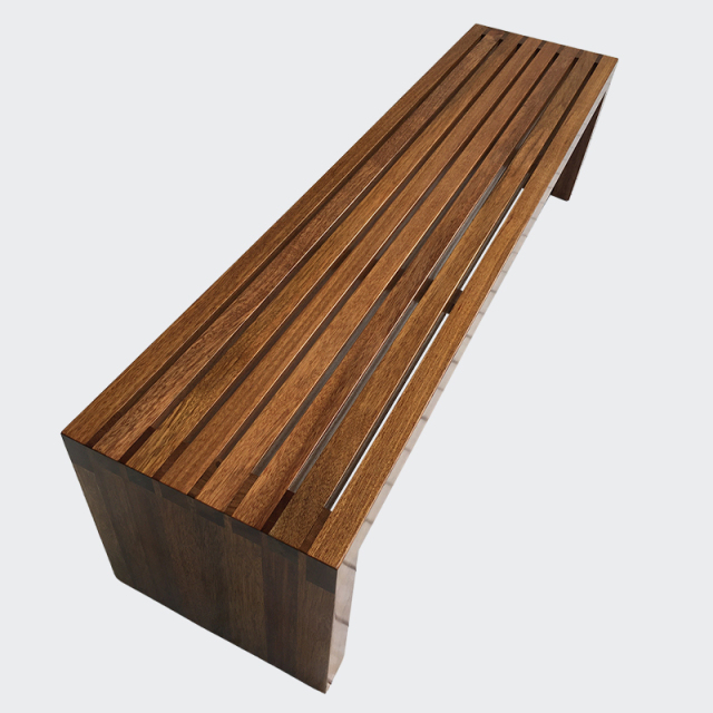 yalau Backless Hardwood Bench for Parks and Commercial Areas