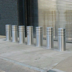 Stainless Steel Parking Bollard - 304 SS Safety Post with Dual Grooves