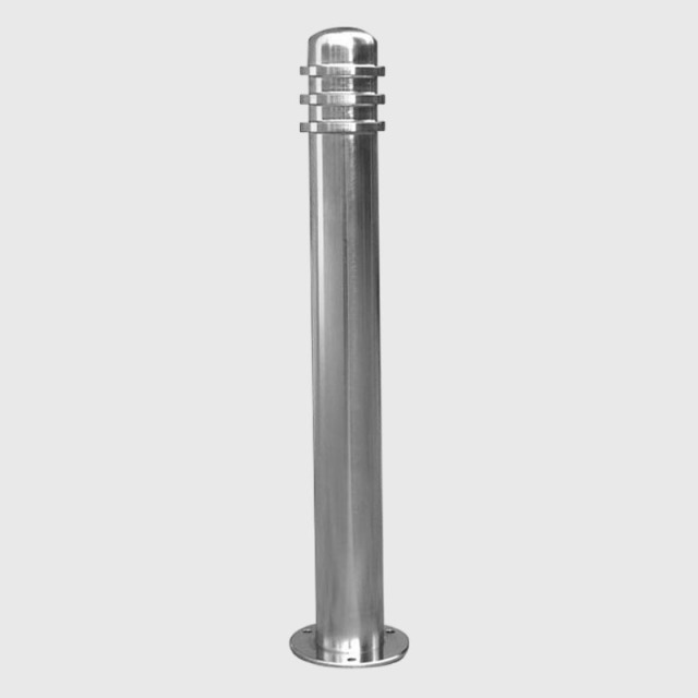 Stainless Steel Parking Bollard - 304 SS Safety Post with Dual Grooves