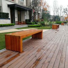yalau Backless Hardwood Bench for Parks and Commercial Areas