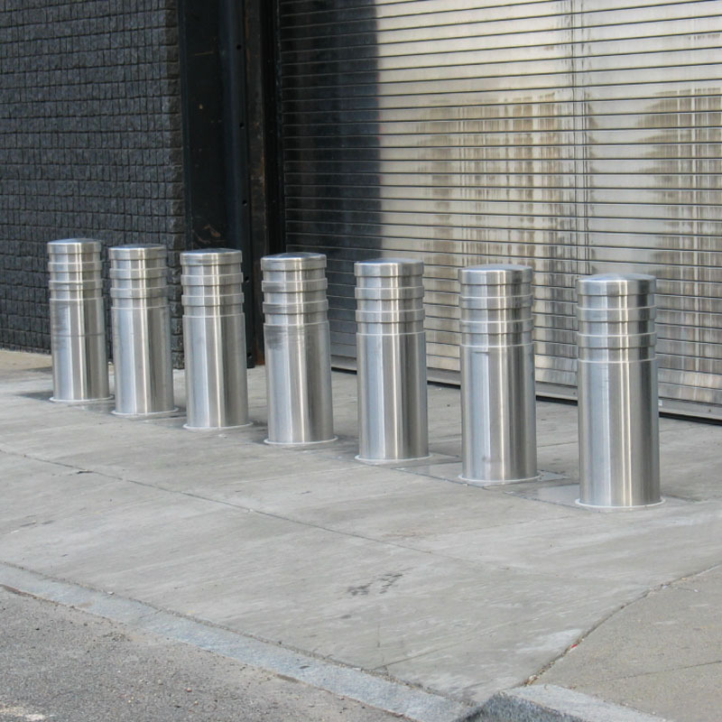 Stainless Steel Parking Bollard - 304 SS Safety Post with Dual Grooves