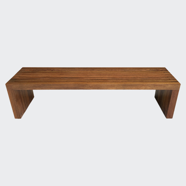 yalau Backless Hardwood Bench for Parks and Commercial Areas