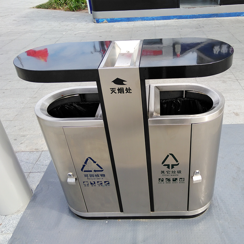 Commercial Outdoor Trash Can - Stainless Steel Street Bin
