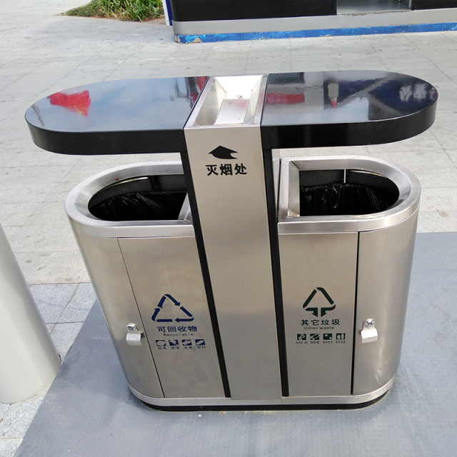 Commercial Outdoor Trash Can - Stainless Steel Street Bin