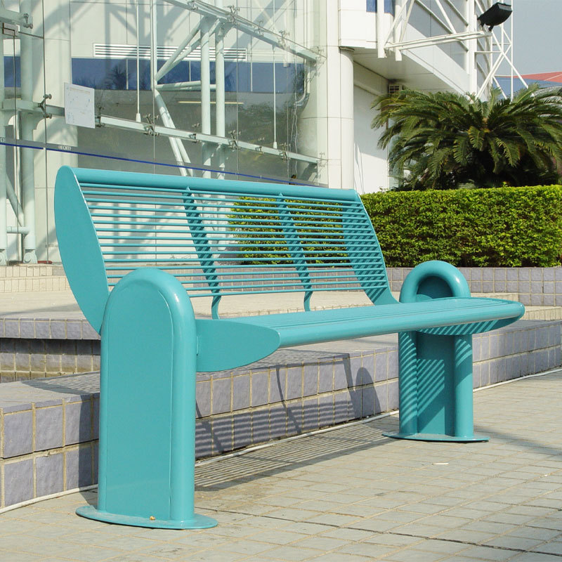 Metal Leisure Bench Galvanized Steel DuPont Coated Backrest Arlau