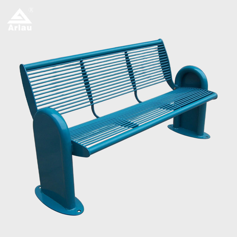 Metal Leisure Bench Galvanized Steel DuPont Coated Backrest Arlau