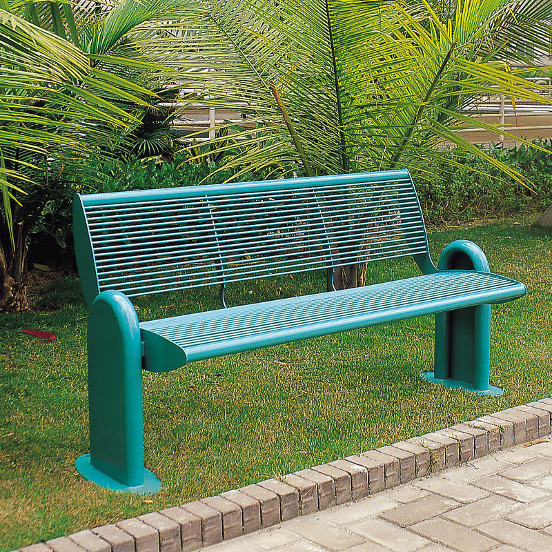 Metal Leisure Bench Galvanized Steel DuPont Coated Backrest Arlau