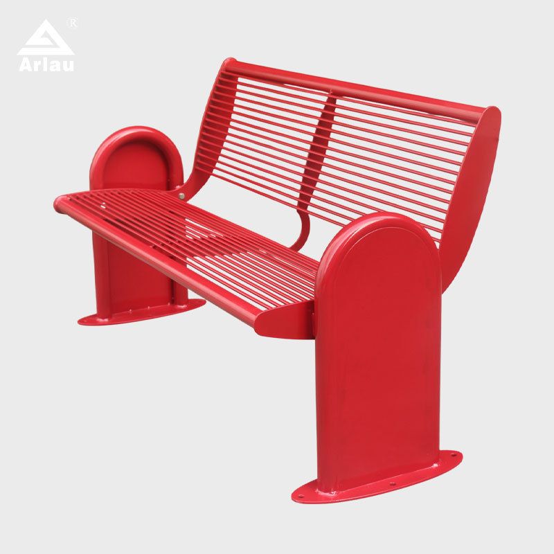 Metal Leisure Bench Galvanized Steel DuPont Coated Backrest Arlau