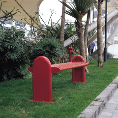 yalau Backless Galvanized Steel Bench - Durable Public Seating