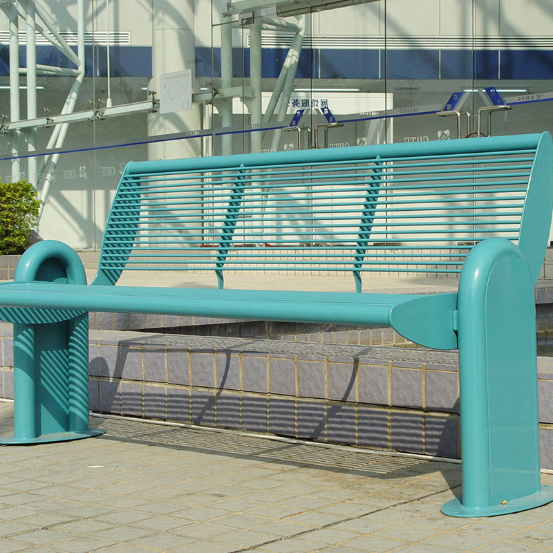 Metal Leisure Bench Galvanized Steel DuPont Coated Backrest Arlau