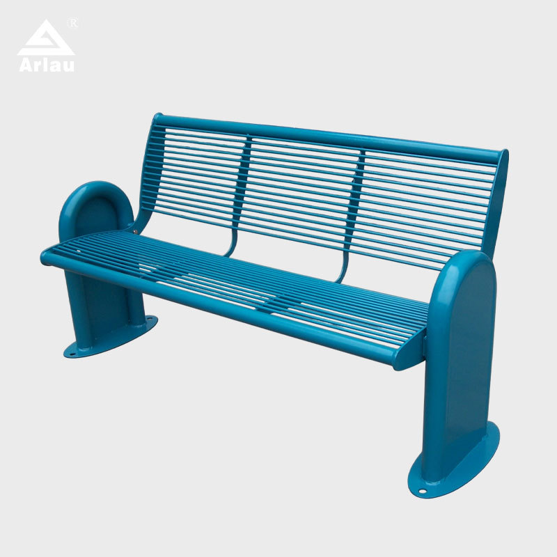 Metal Leisure Bench Galvanized Steel DuPont Coated Backrest Arlau