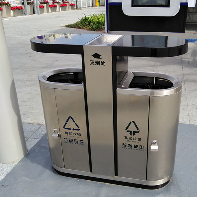 Commercial Outdoor Trash Can - Stainless Steel Street Bin
