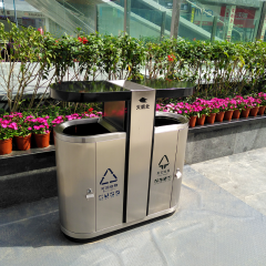 Commercial Outdoor Trash Can - Stainless Steel Street Bin