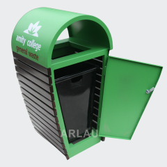 Wooden Outdoor Trash Can - Durable School , Park Waste Bin - Arlau
