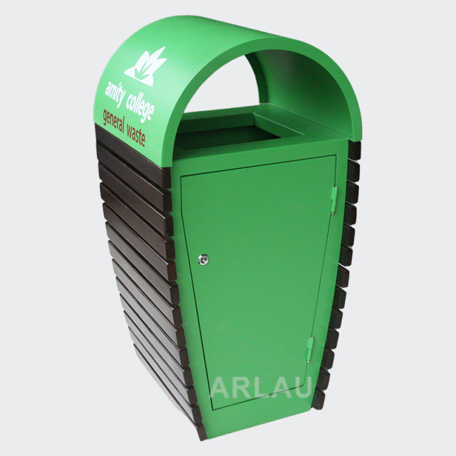 Wooden Outdoor Trash Can - Durable School , Park Waste Bin - Arlau