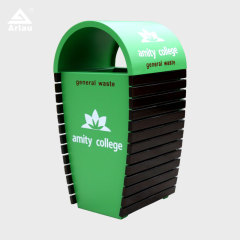 Wooden Outdoor Trash Can - Durable School , Park Waste Bin - Arlau