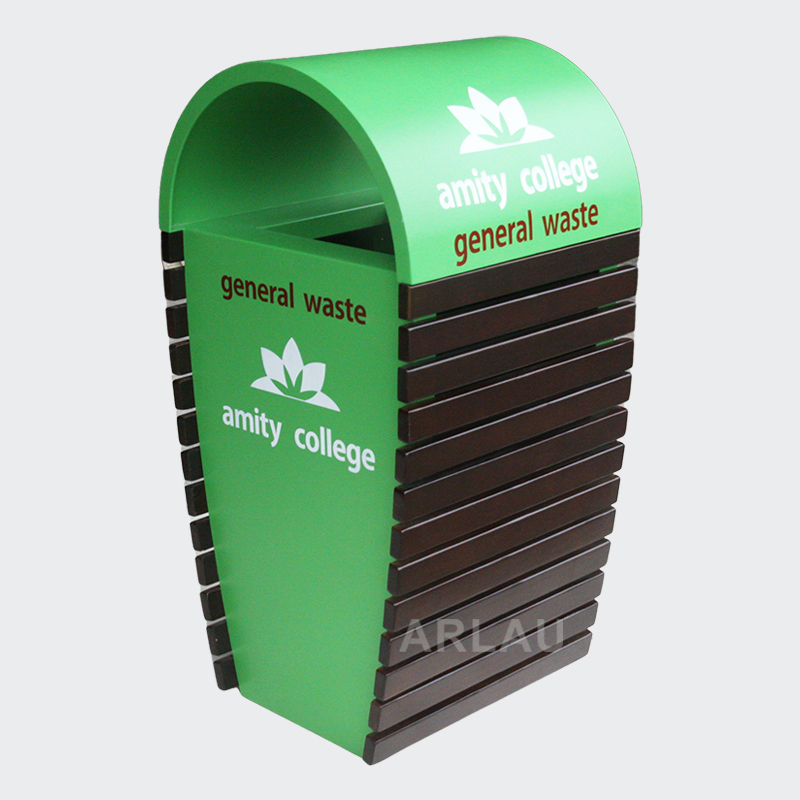 Wooden Outdoor Trash Can - Durable School , Park Waste Bin - Arlau