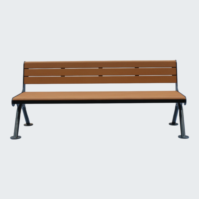 Outdoor Park Bench Recycled Wood Metal Frame - yalau
