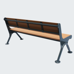 Outdoor Park Bench Recycled Wood Metal Frame - yalau