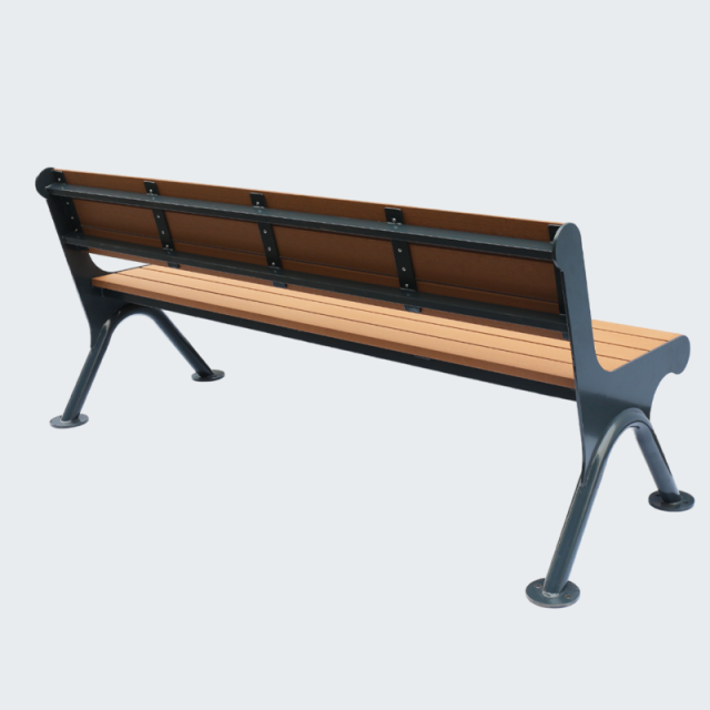 Outdoor Park Bench Recycled Wood Metal Frame - yalau