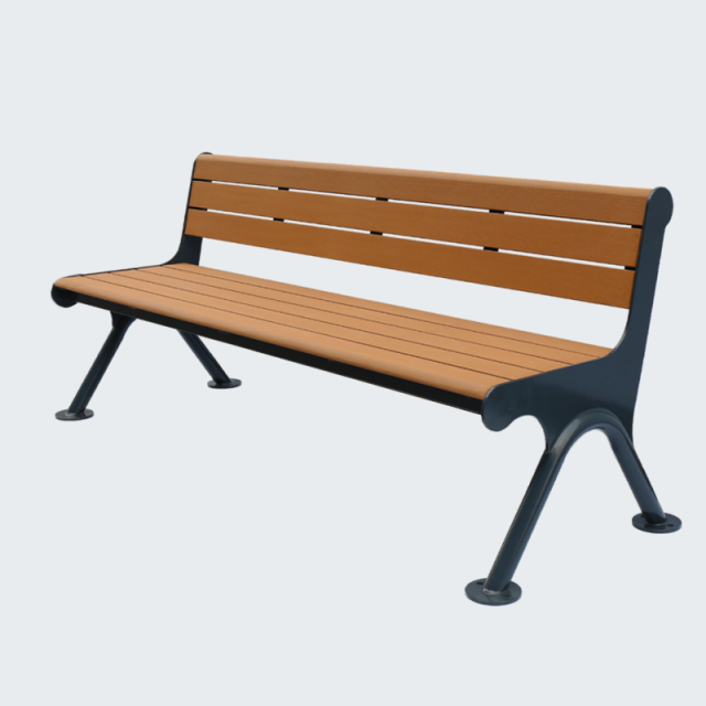Outdoor Park Bench Recycled Wood Metal Frame - yalau