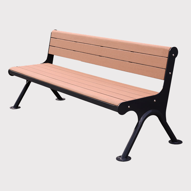 Outdoor Park Bench Recycled Wood Metal Frame - yalau
