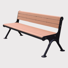 Outdoor Park Bench Recycled Wood Metal Frame - yalau