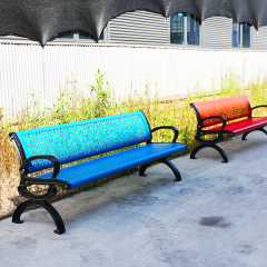 Perforated Metal Bench - Cast Aluminum Legs - 4ft to 8ft
